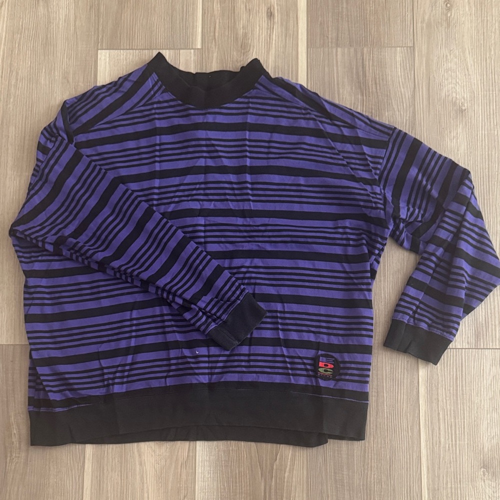 Esprit Purple and Black Striped Long Sleeve Tee